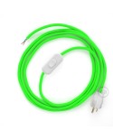 Power Cord with in-line switch, RF06 Neon Green - Choose color of switch/plug