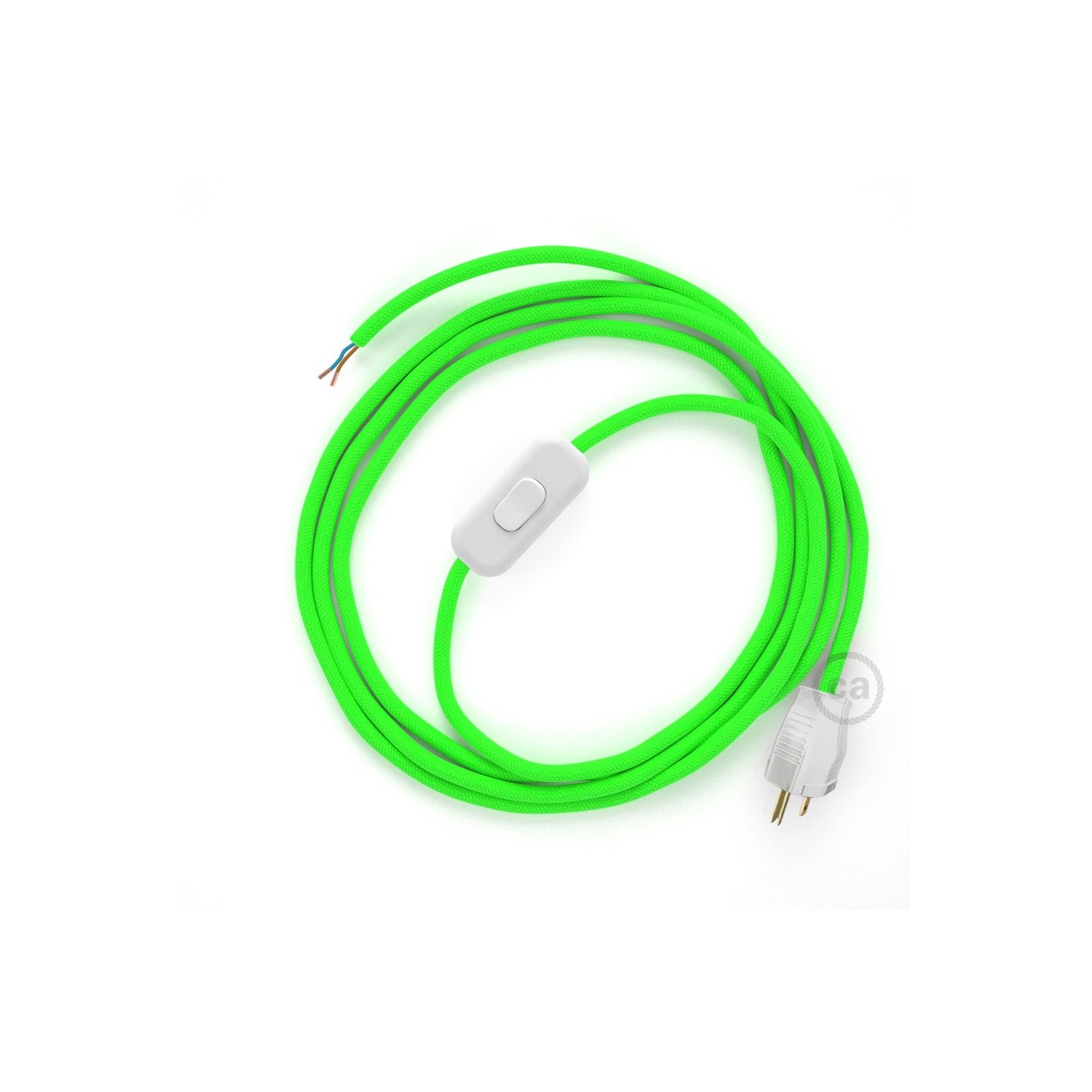 Power Cord with in-line switch, RF06 Neon Green - Choose color of switch/plug