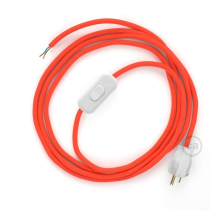 Power Cord with in-line switch, RF15 Neon Orange - Choose color of switch/plug