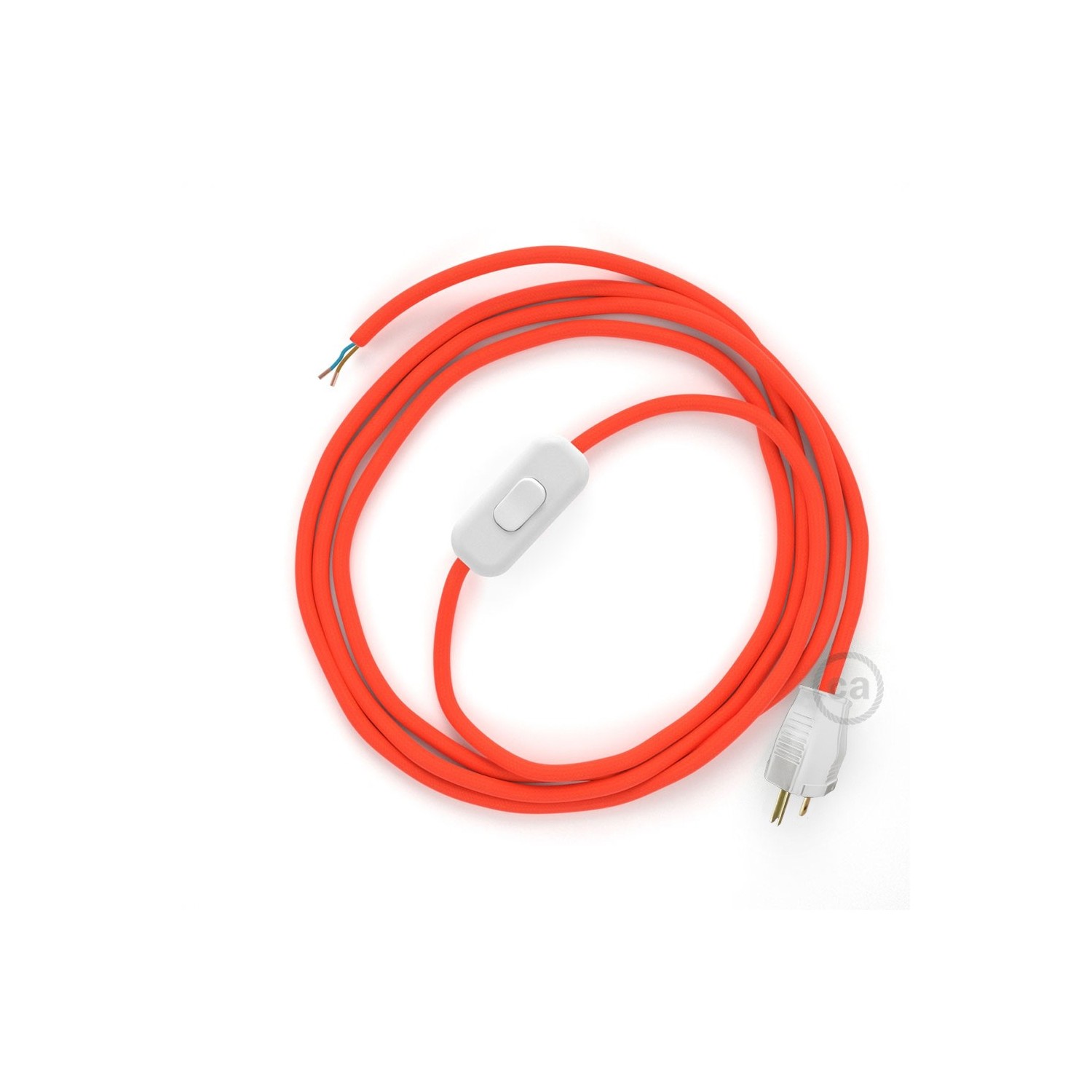 Power Cord with in-line switch, RF15 Neon Orange - Choose color of switch/plug