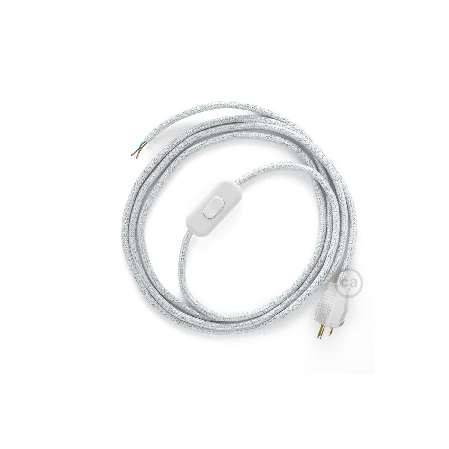 Power Cord with in-line switch, RL01 White Glitter - Choose color of switch/plug