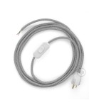 Power Cord with in-line switch, RL02 Silver Glitter - Choose color of switch/plug