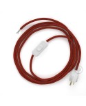 Power Cord with in-line switch, RL09 Red Glitter - Choose color of switch/plug