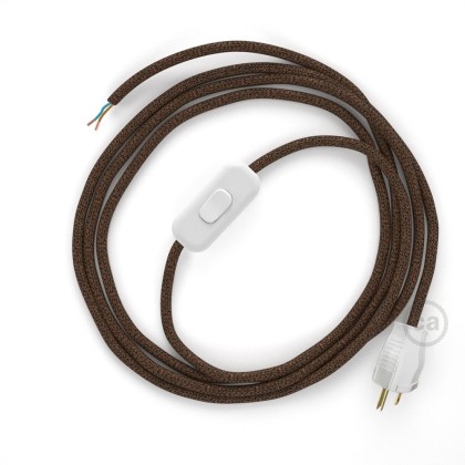 Power Cord with in-line switch, RL13 Brown Glitter - Choose color of switch/plug