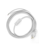 Power Cord with in-line switch, RM01 White Rayon - Choose color of switch/plug