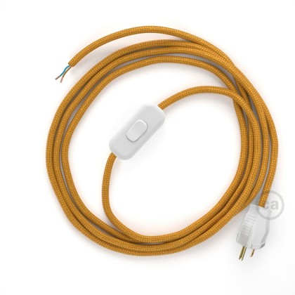 Power Cord with in-line switch, RM05 Gold Rayon - Choose color of switch/plug