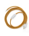 Power Cord with in-line switch, RM05 Gold Rayon - Choose color of switch/plug