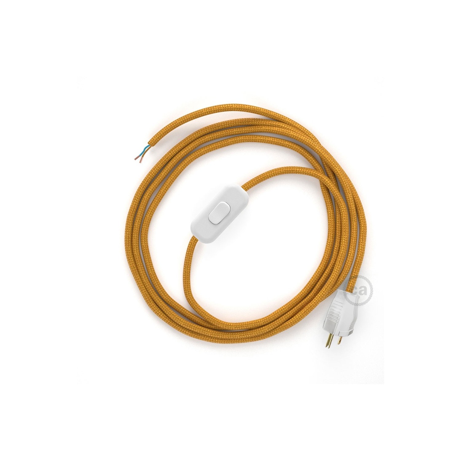 Power Cord with in-line switch, RM05 Gold Rayon - Choose color of switch/plug