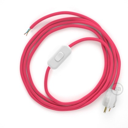 Power Cord with in-line switch, RM08 Fuchsia Rayon - Choose color of switch/plug