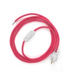 Power Cord with in-line switch, RM08 Fuchsia Rayon - Choose color of switch/plug