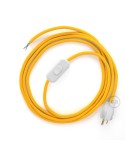 Power Cord with in-line switch, RM10 Yellow Rayon - Choose color of switch/plug