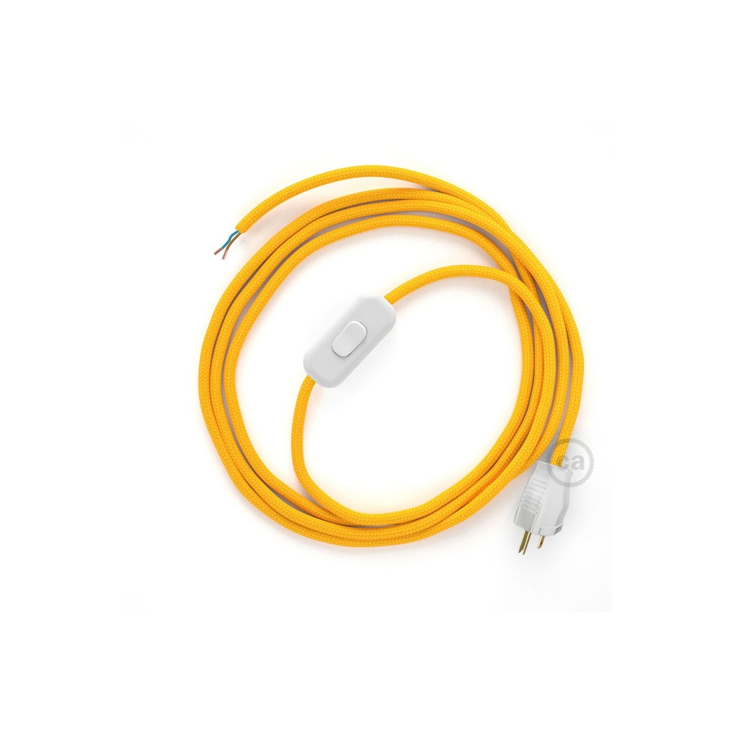 Power Cord with in-line switch, RM10 Yellow Rayon - Choose color of switch/plug