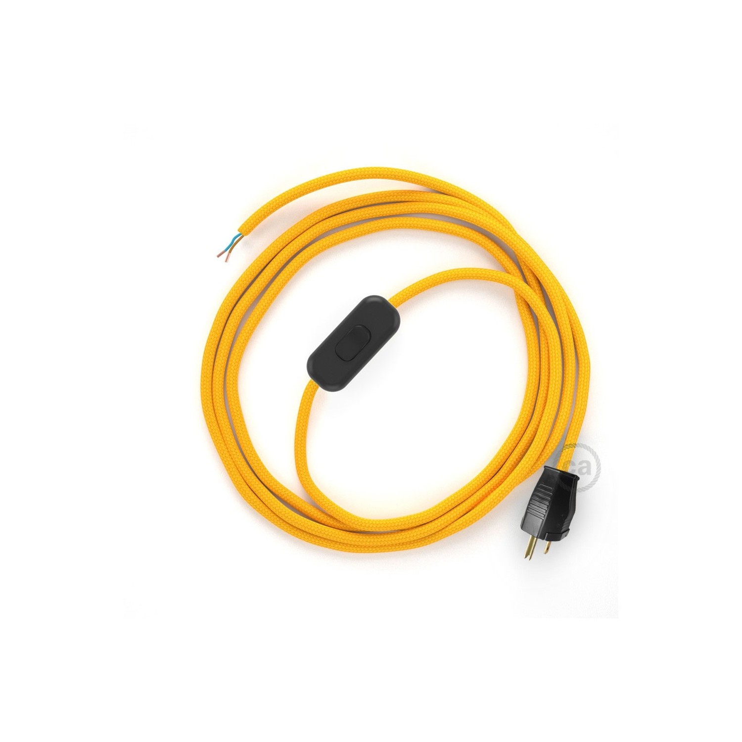 Power Cord with in-line switch, RM10 Yellow Rayon - Choose color of switch/plug