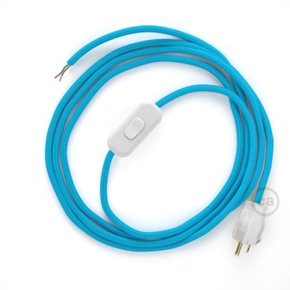 Power Cord with in-line switch, RM11 Light Blue Rayon - Choose color of switch/plug