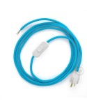 Power Cord with in-line switch, RM11 Light Blue Rayon - Choose color of switch/plug