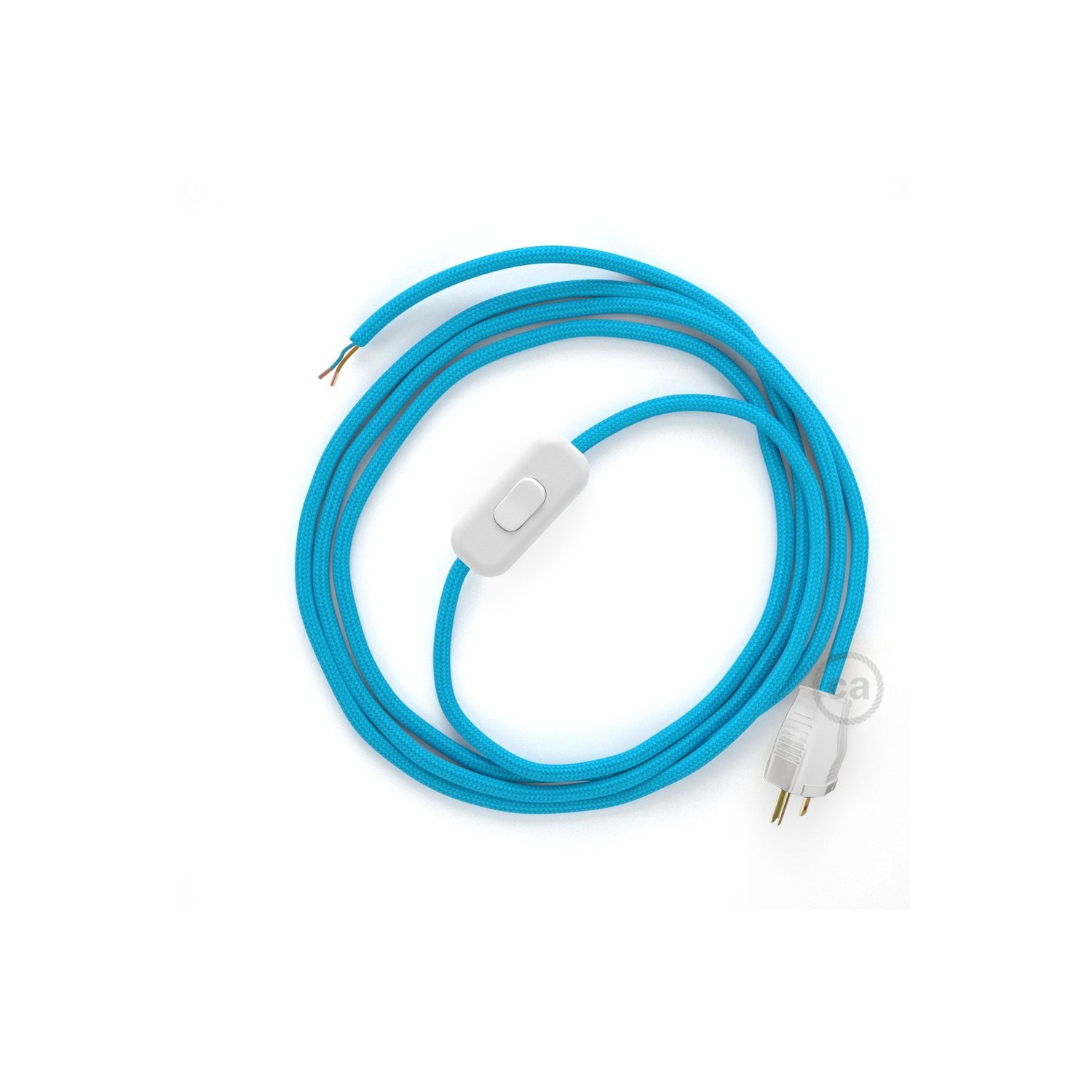 Power Cord with in-line switch, RM11 Light Blue Rayon - Choose color of switch/plug