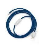 Power Cord with in-line switch, RM12 Blue Rayon - Choose color of switch/plug