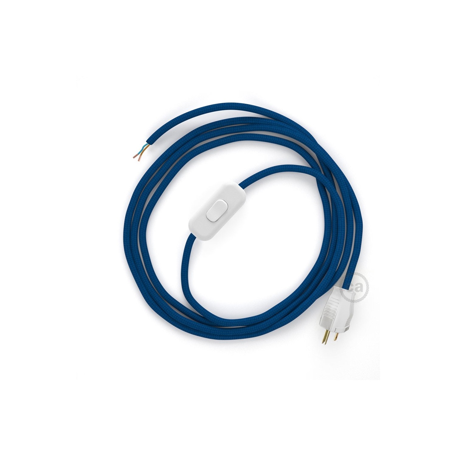 Power Cord with in-line switch, RM12 Blue Rayon - Choose color of switch/plug