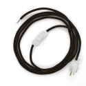 Power Cord with in-line switch, RM13 Brown Rayon - Choose color of switch/plug