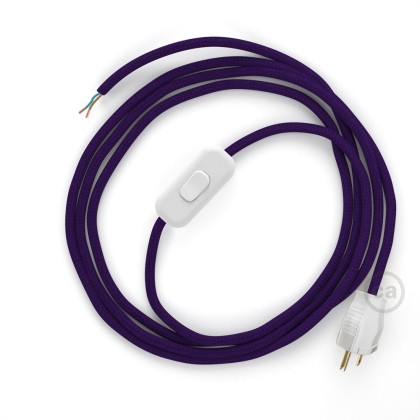 Power Cord with in-line switch, RM14 Violet Rayon - Choose color of switch/plug