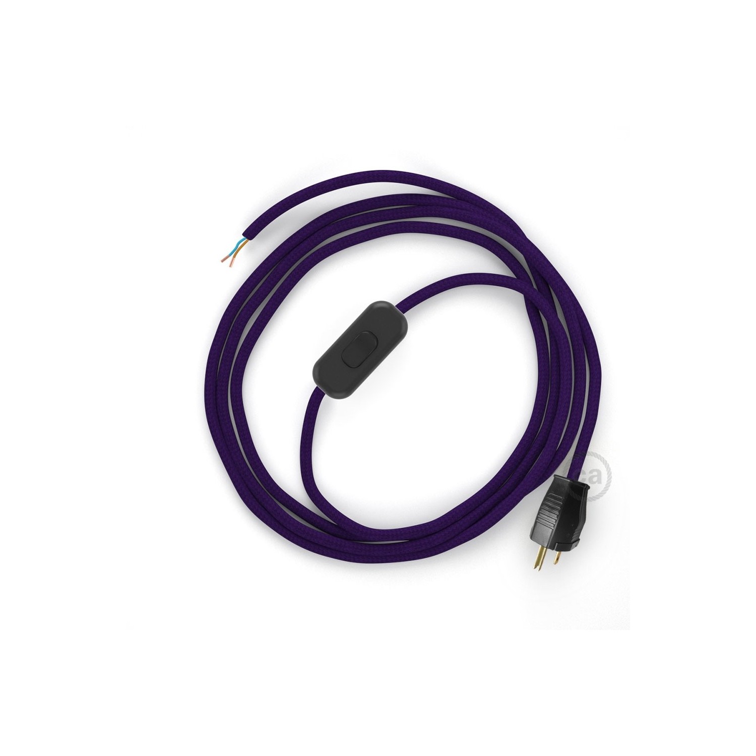 Power Cord with in-line switch, RM14 Violet Rayon - Choose color of switch/plug