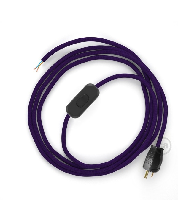 Power Cord with in-line switch, RM14 Violet Rayon - Choose color of switch/plug