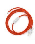 Power Cord with in-line switch, RM15 Orange Rayon - Choose color of switch/plug