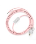 Power Cord with in-line switch, RM16 Pink Rayon - Choose color of switch/plug