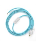 Power Cord with in-line switch, RM17 Baby Blue Rayon - Choose color of switch/plug