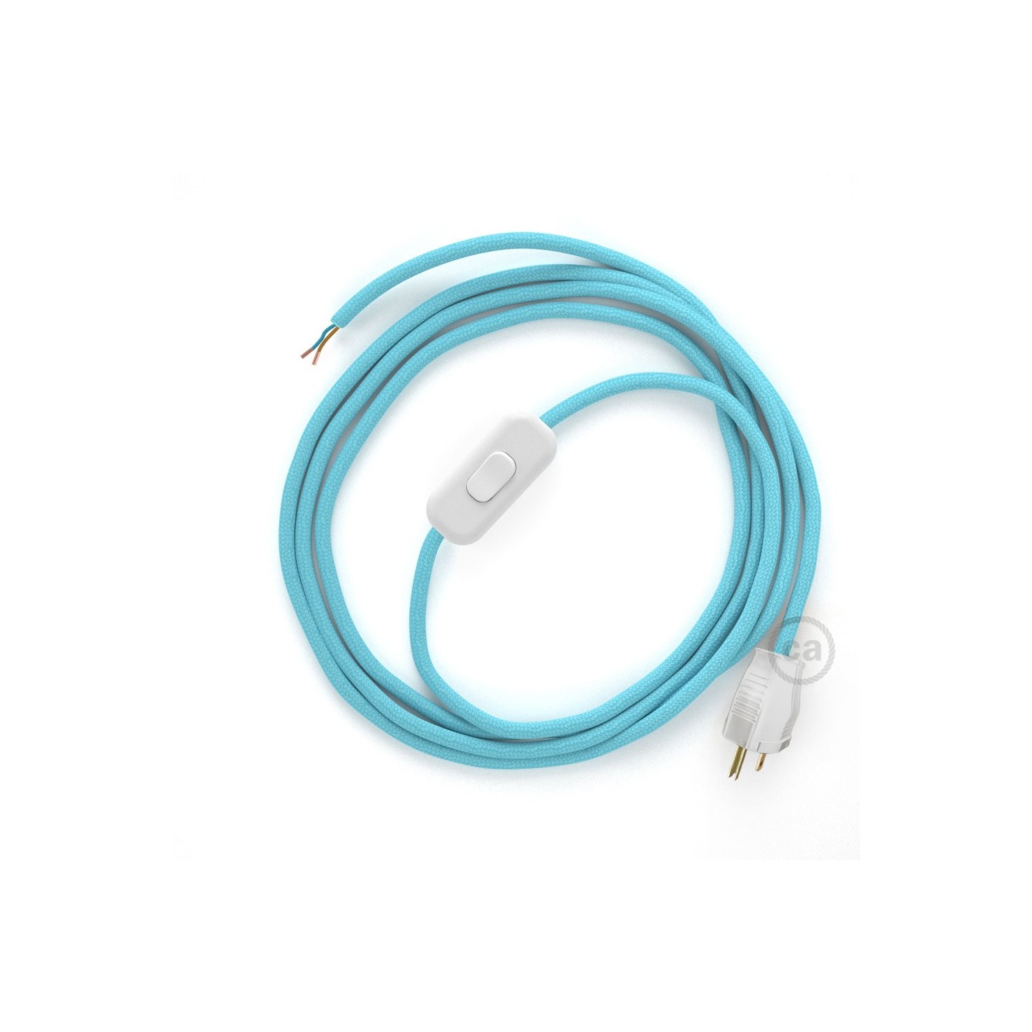 Power Cord with in-line switch, RM17 Baby Blue Rayon - Choose color of switch/plug