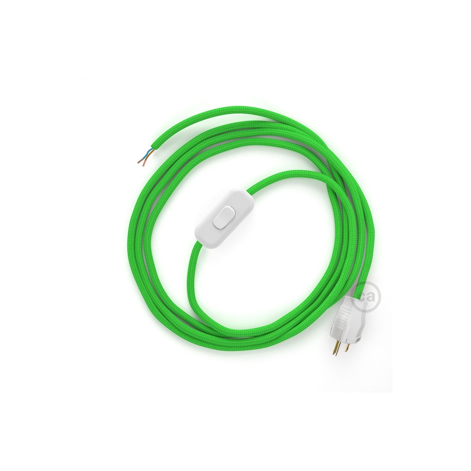 Power Cord with in-line switch, RM18 Lime Green Rayon - Choose color of switch/plug