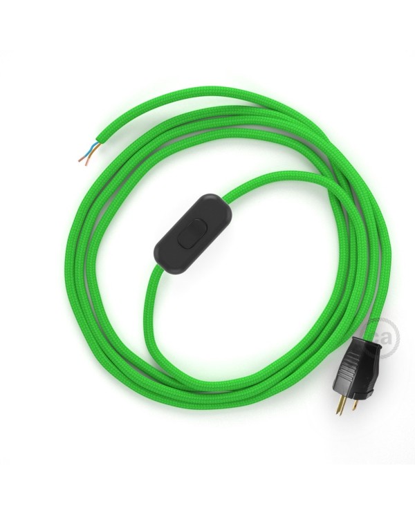 Power Cord with in-line switch, RM18 Lime Green Rayon - Choose color of switch/plug