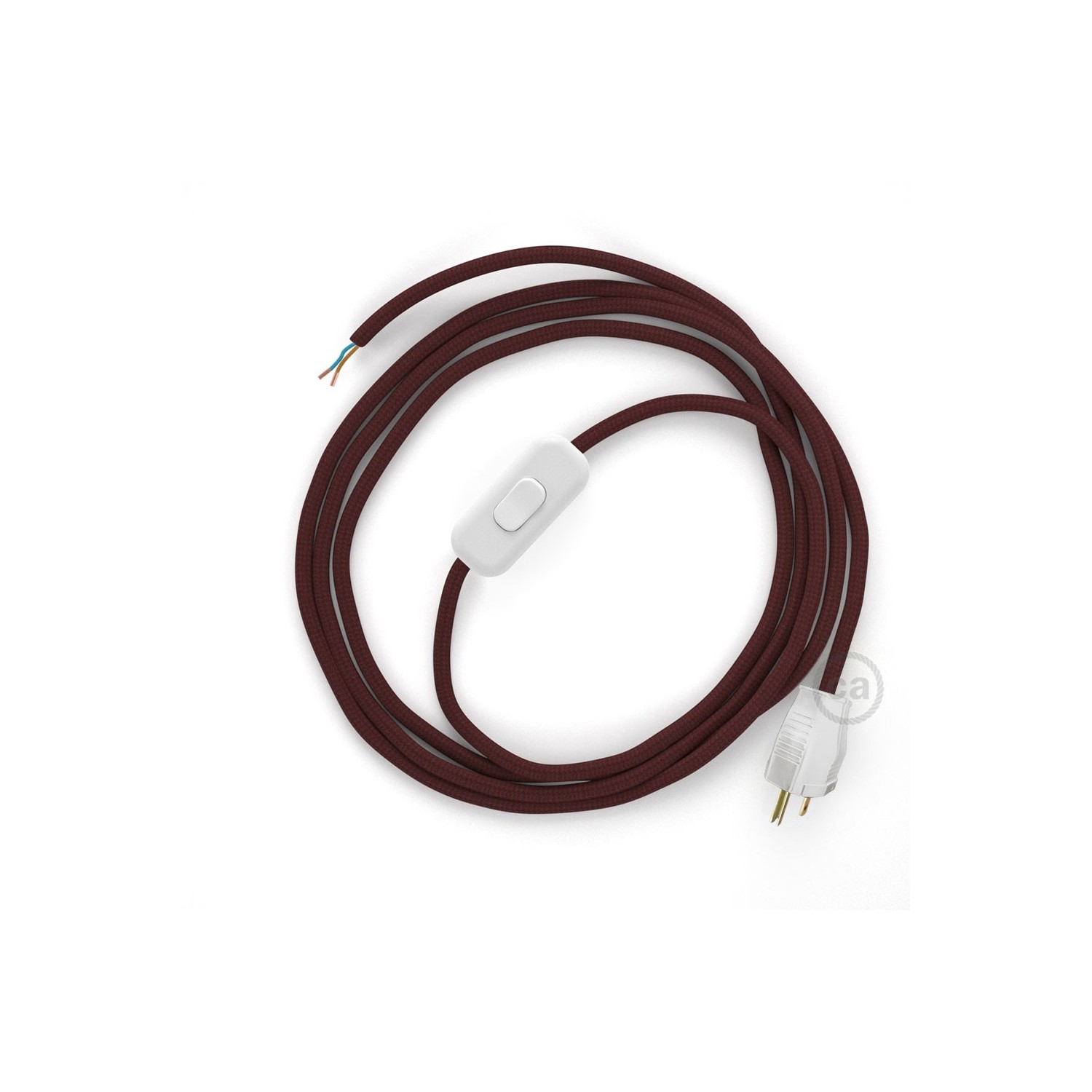 Power Cord with in-line switch, RM19 Burgundy Rayon - Choose color of switch/plug