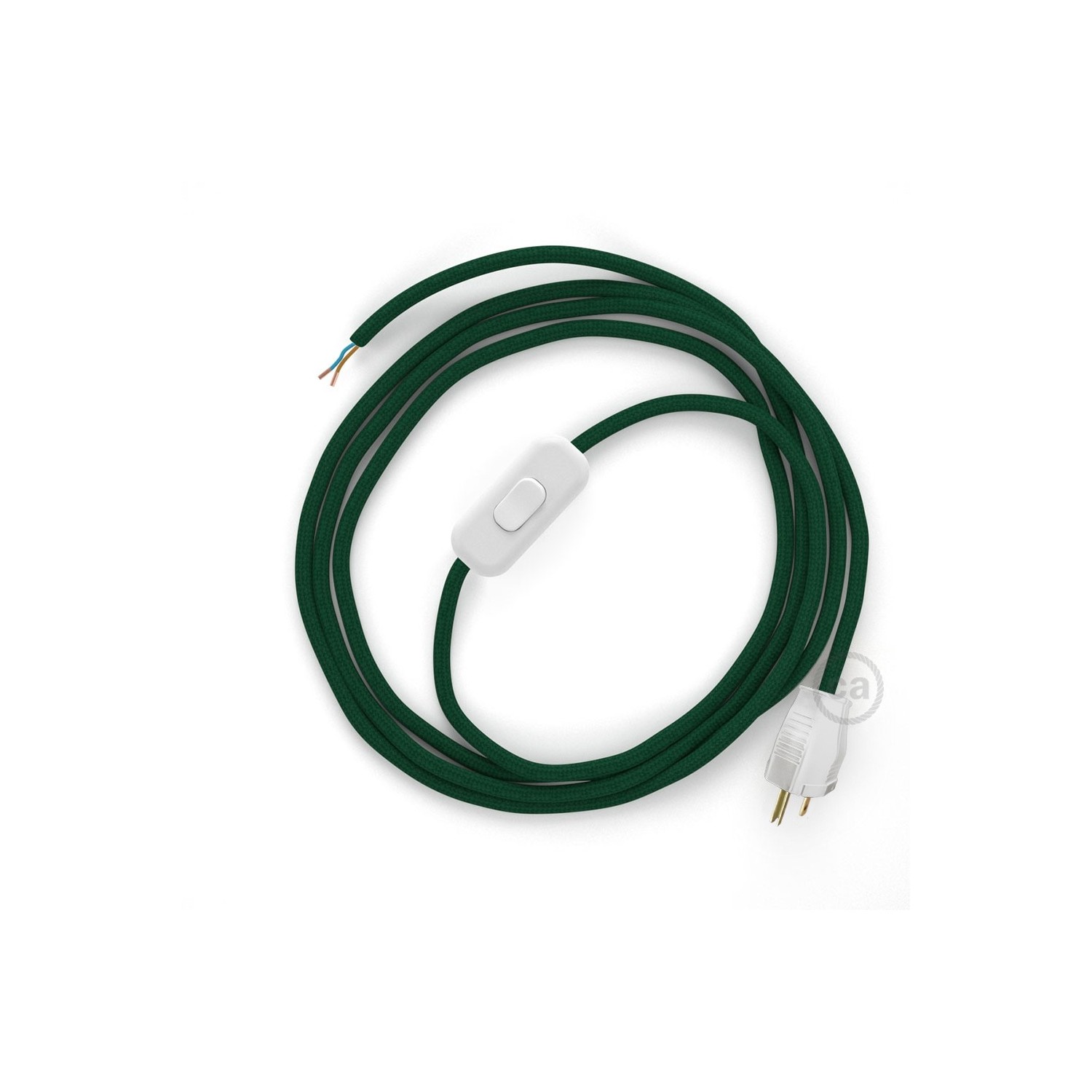 Power Cord with in-line switch, RM21 Emerald Rayon - Choose color of switch/plug