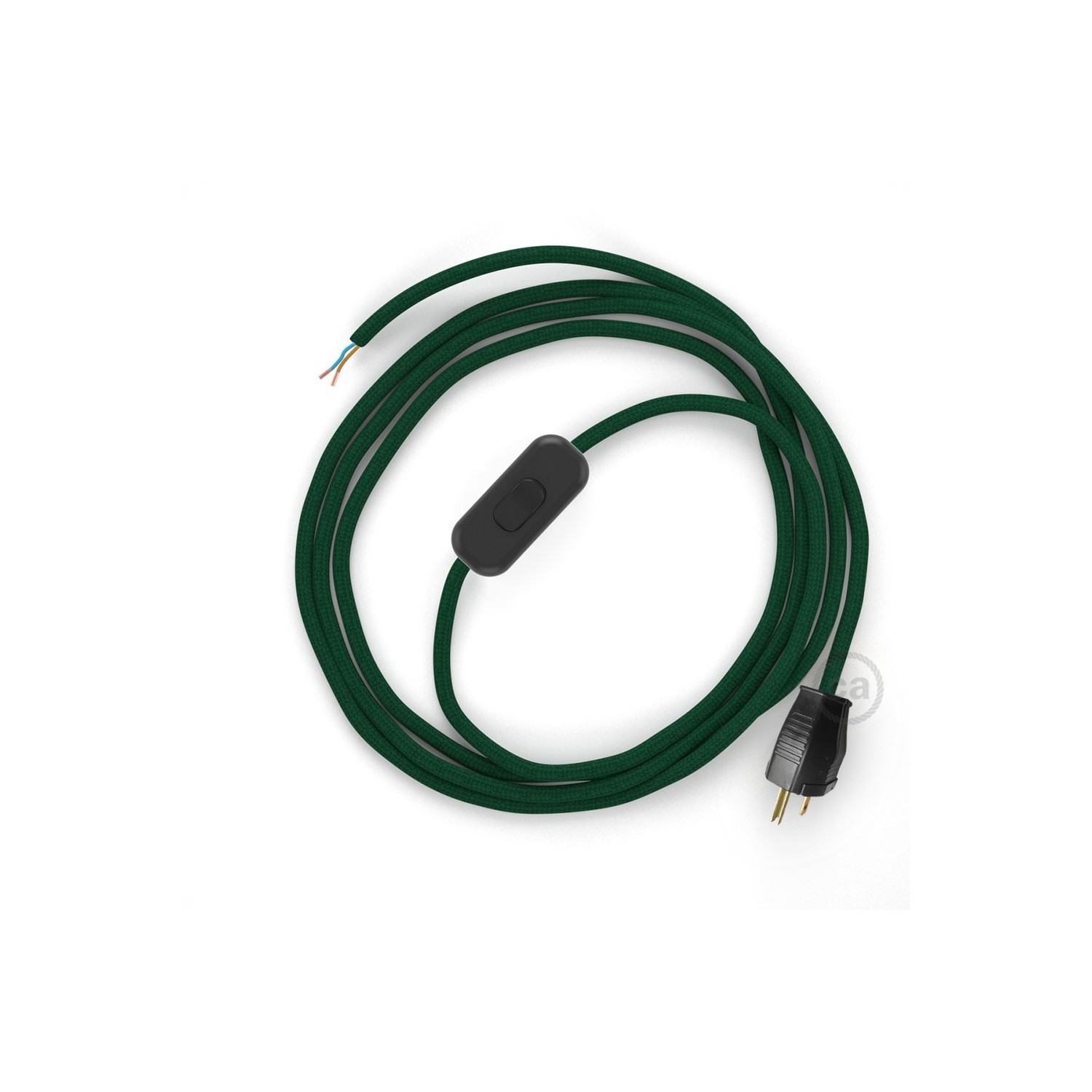 Power Cord with in-line switch, RM21 Emerald Rayon - Choose color of switch/plug