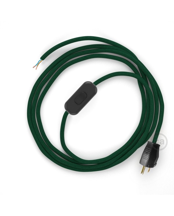 Power Cord with in-line switch, RM21 Emerald Rayon - Choose color of switch/plug