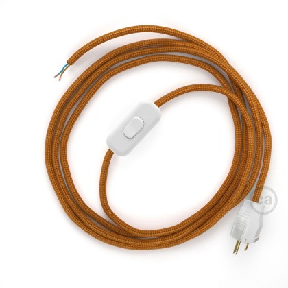 Power Cord with in-line switch, RM22 Copper Rayon - Choose color of switch/plug