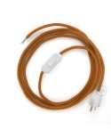 Power Cord with in-line switch, RM22 Copper Rayon - Choose color of switch/plug