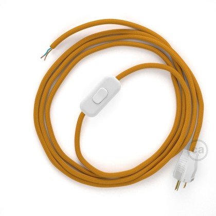 Power Cord with in-line switch, RM25 Mustard Rayon - Choose color of switch/plug