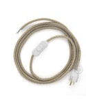 Power Cord with in-line switch, RN01 Natural Linen - Choose color of switch/plug