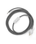 Power Cord with in-line switch, RN02 Gray Linen - Choose color of switch/plug