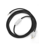 Power Cord with in-line switch, RN03 Charcoal Linen - Choose color of switch/plug