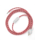 Power Cord with in-line switch, RP09 Red & White Houndstooth - Choose color of switch/plug