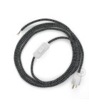 Power Cord with in-line switch, RT41 Black & White Tracer - Choose color of switch/plug