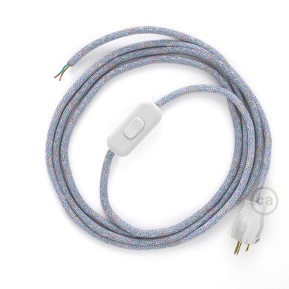 Power Cord with in-line switch, RX09 Lollipop Cotton - Choose color of switch/plug