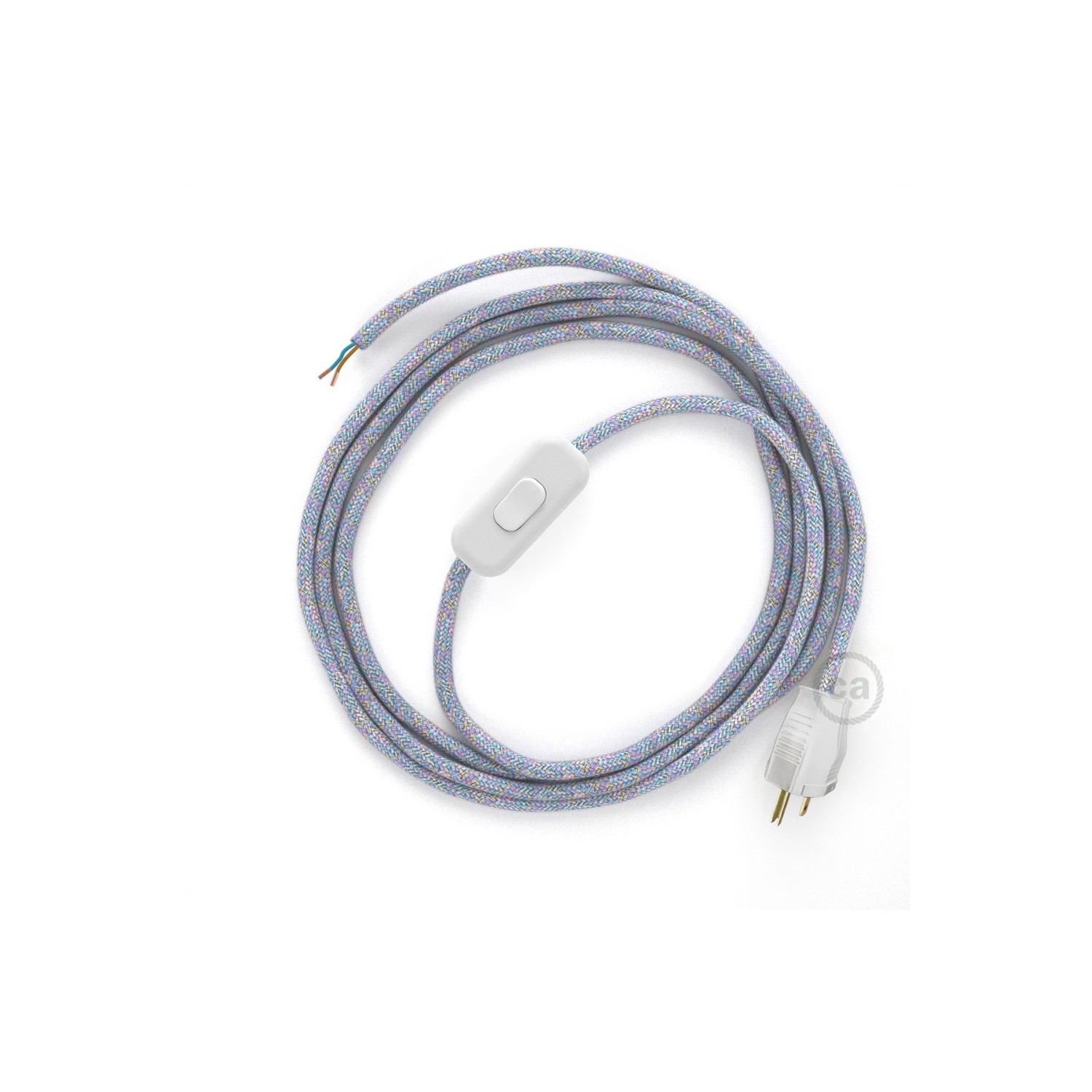 Power Cord with in-line switch, RX09 Lollipop Cotton - Choose color of switch/plug