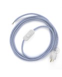 Power Cord with in-line switch, RZ07 Lilac & White Chevron - Choose color of switch/plug