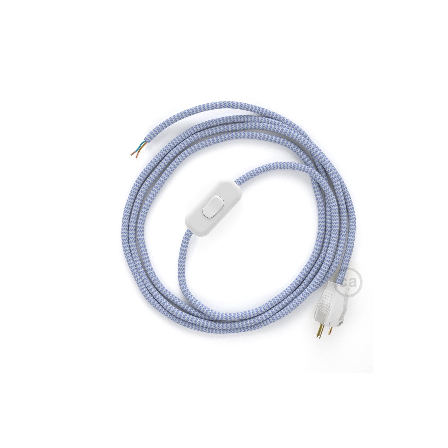 Power Cord with in-line switch, RZ07 Lilac & White Chevron - Choose color of switch/plug