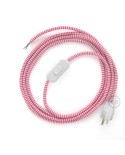 Power Cord with in-line switch, RZ08 Fuchsia & White Chevron - Choose color of switch/plug