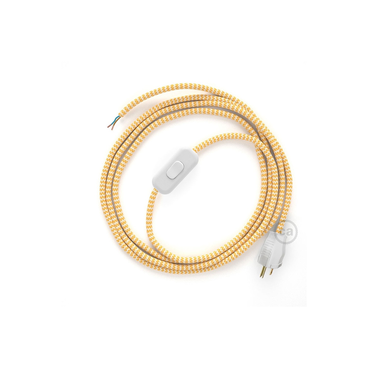 Power Cord with in-line switch, RZ10 Yellow & White Chevron - Choose color of switch/plug